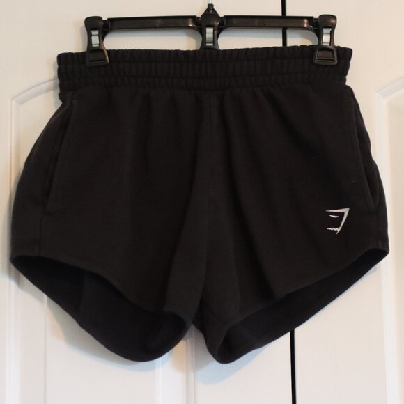 Gymshark Black Sweat Two Pocket Shorts Size XS Elastic Waistband Athleisure - Picture 1 of 13
